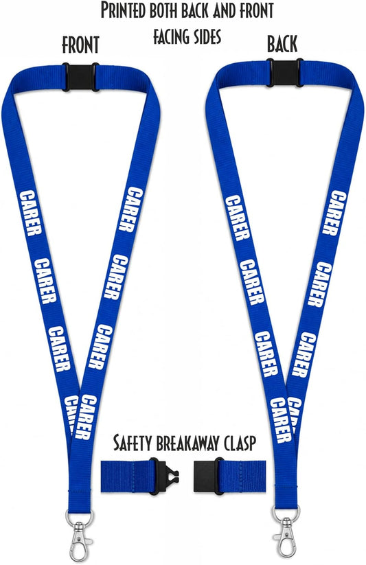Carer Lanyard Comes with ID Card Holder x 1 for Holding a Name Badge, ID Card or Keys.