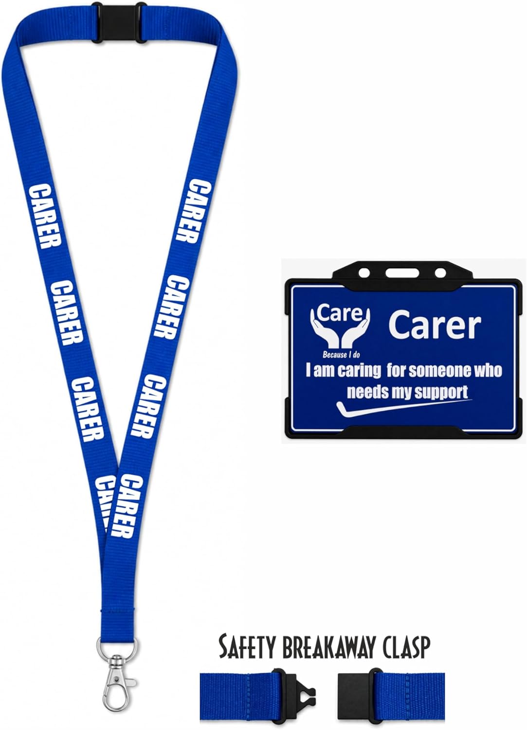Carer Lanyard Comes with ID Card Holder x 1 for Holding a Name Badge, ID Card or Keys.