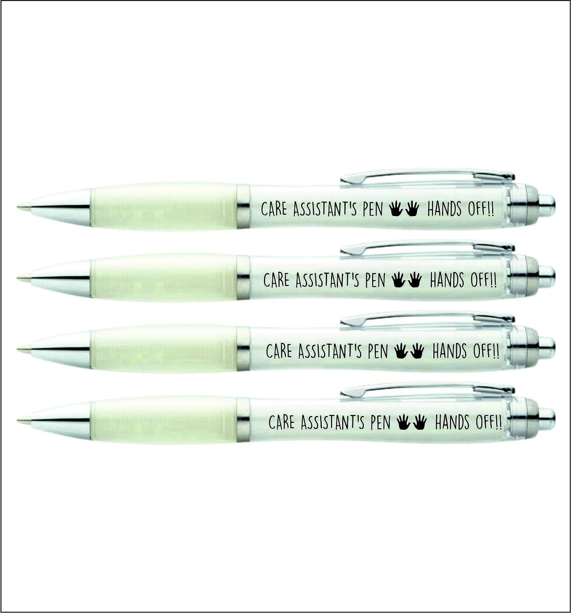 4 x Care assistant's pen "HAND'S OFF"