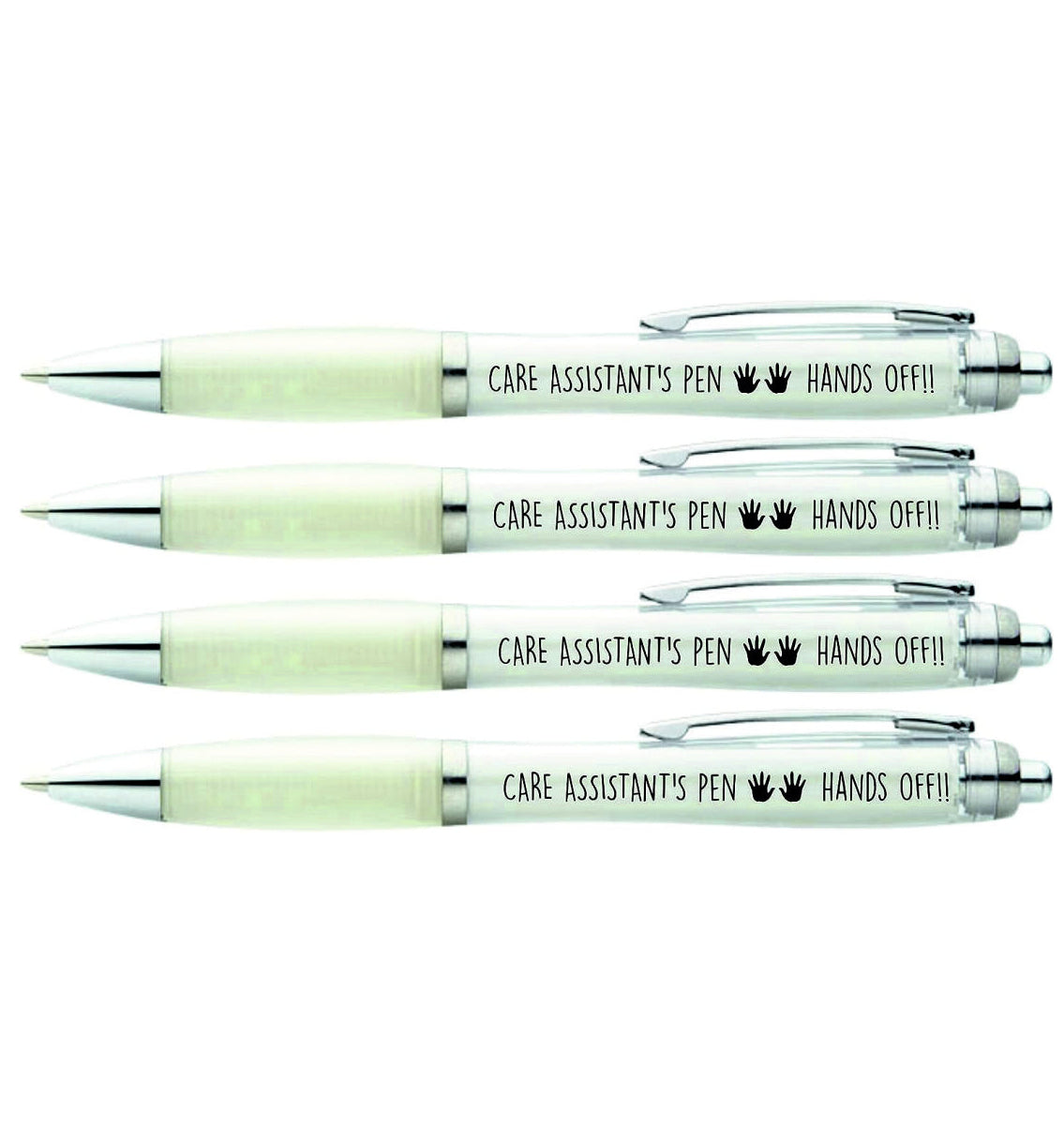 4 x Care assistant's pen "HAND'S OFF"