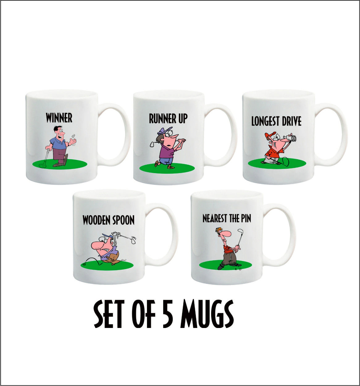 5 x  Golf award mugs