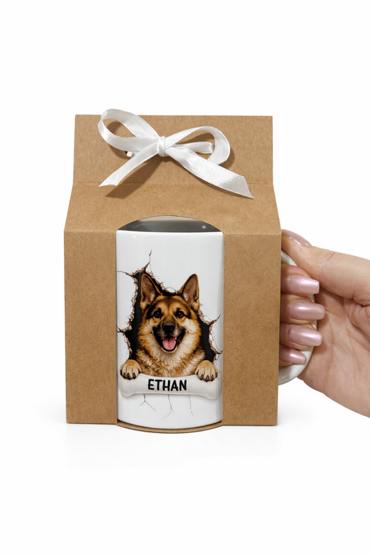Personalised Dog Breed Mug – Custom Name on Bone