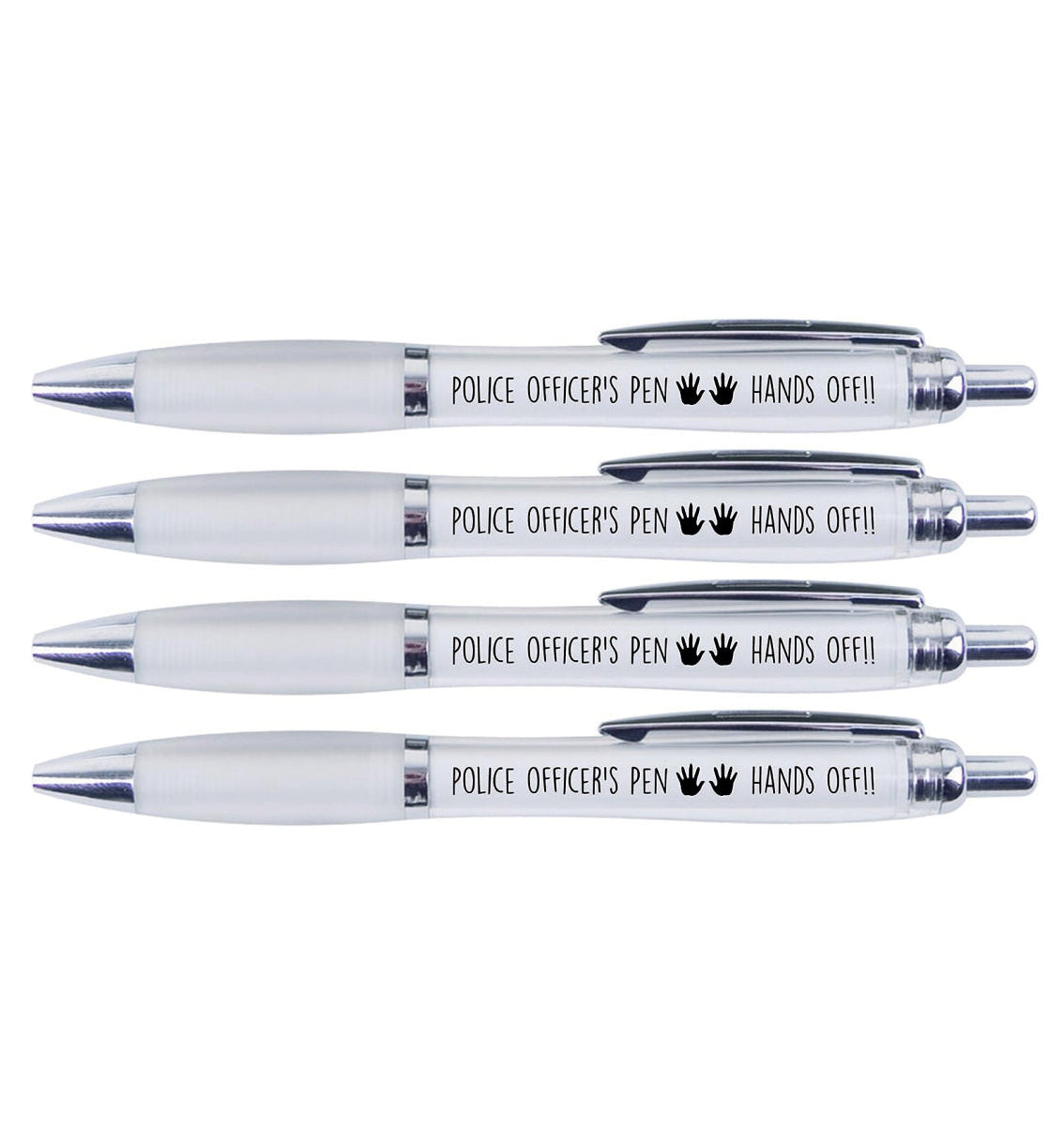 4 x Police officer's pen "HAND'S OFF"