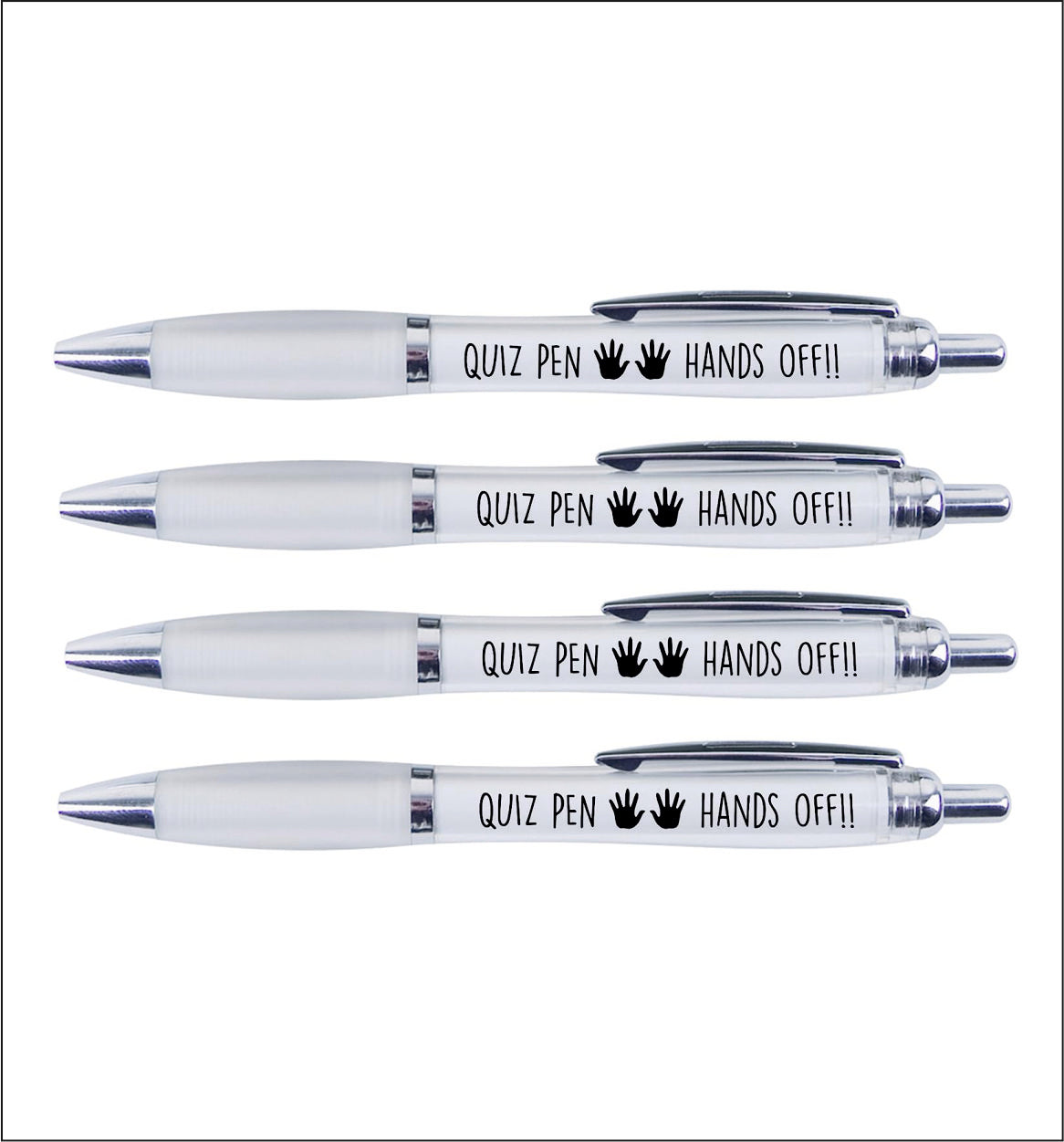 4 x Quiz Pens "HANDS OFF"