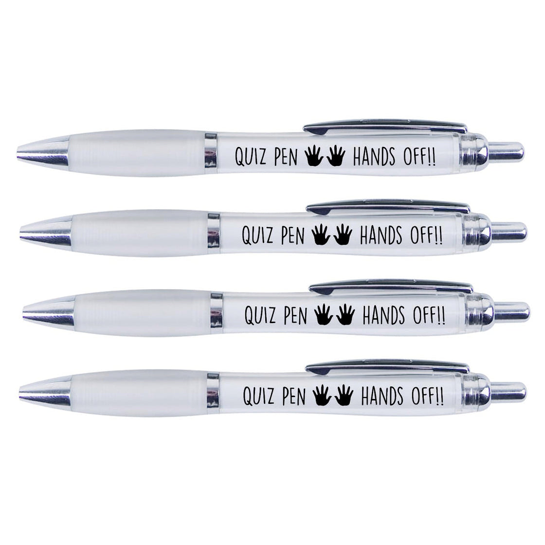 4 x Quiz Pens "HANDS OFF"