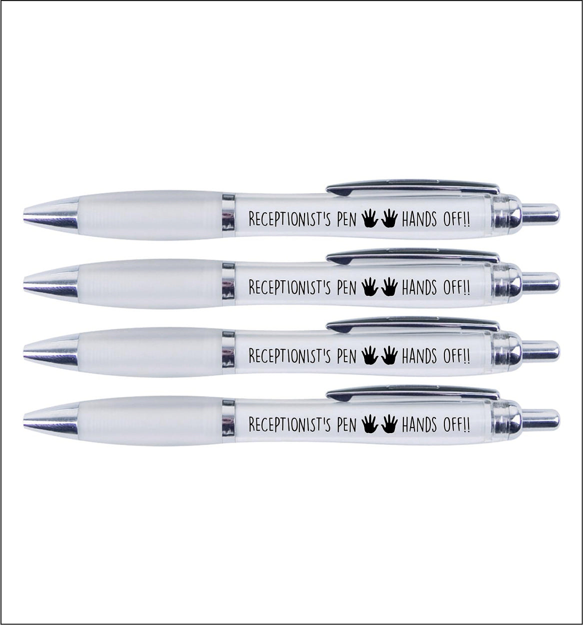 4 x Receptionist's pen "HAND'S OFF"