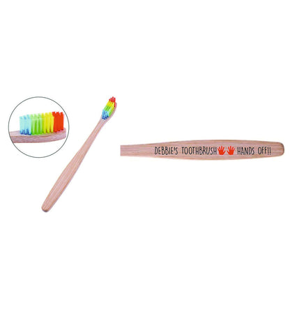 2 x Personalised rainbow Bamboo Toothbrush (Any Name Printed)