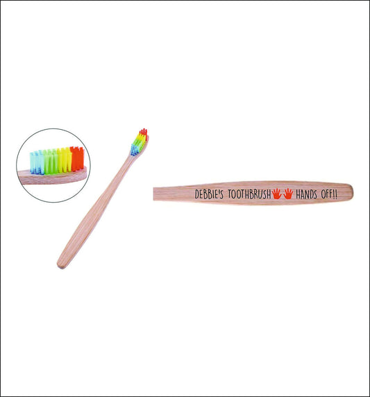 1 x Personalised rainbow Bamboo Toothbrush (Any Name Printed)