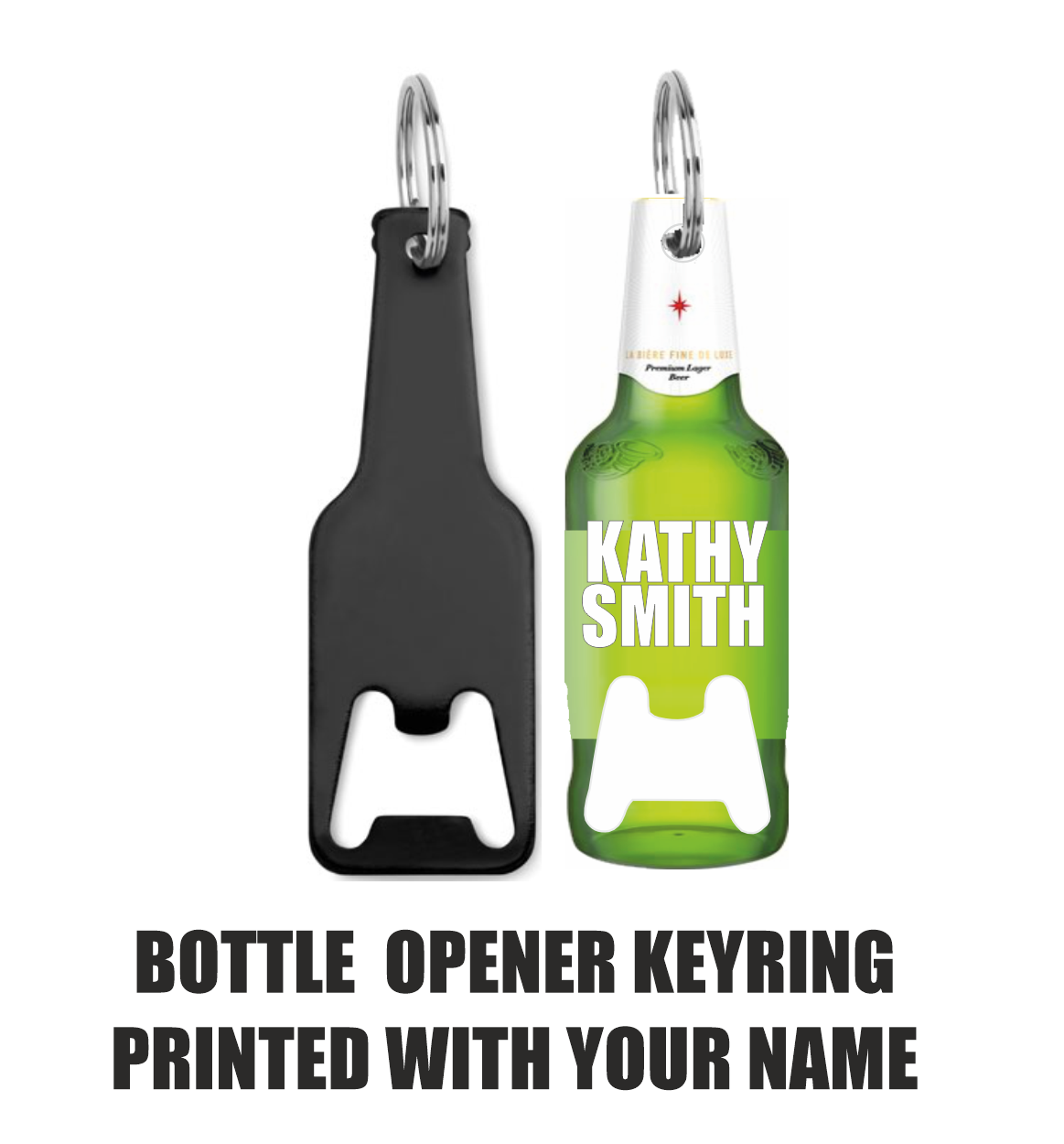 Personalised with any name Aluminium bottle opener