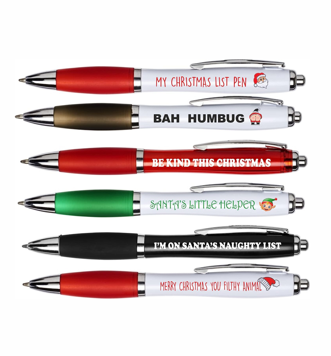 6 x Christmas Christmas slogan pens