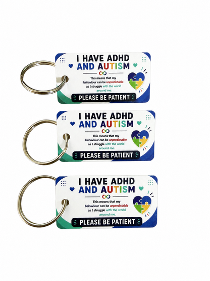 Autism Awareness Hidden Disability Keyring Tags Pack of 3
