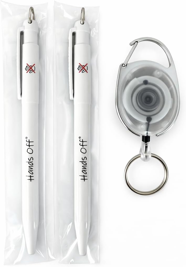 printedproducts Antibacterial Pen x 2 Comes with 1 x Retractable Keyring for Nurse's,