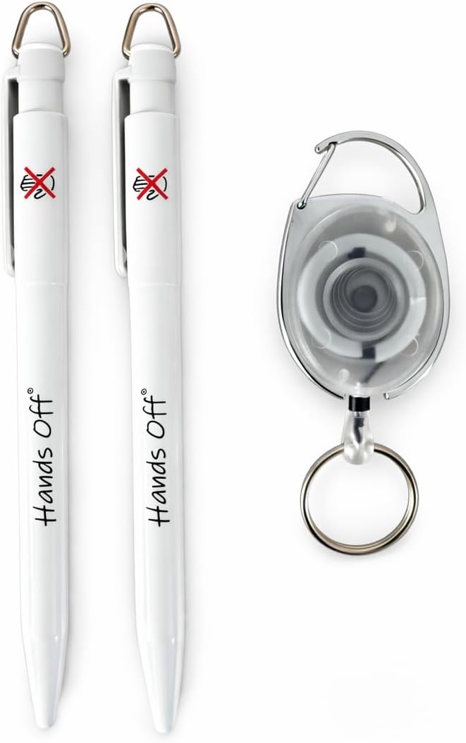 printedproducts Antibacterial Pen x 2 Comes with 1 x Retractable Keyring for Nurse's,