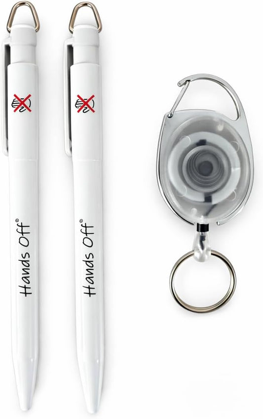 printedproducts Antibacterial Pen x 2 Comes with 1 x Retractable Keyring for Nurse's,