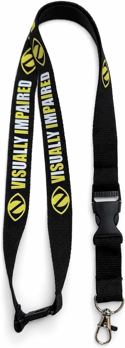 Visually Impaired Lanyard with Detachable Clip, Includes Printed ID Card with Clear Sleeve Holder