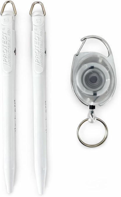 printedproducts Antibacterial Pen x 2 Comes with 1 x Retractable Keyring for Nurse's,