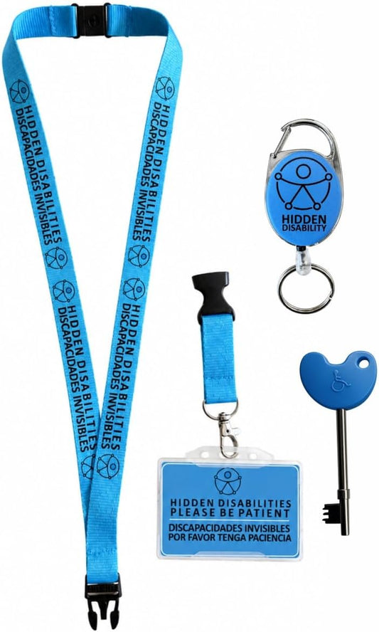 Hidden Disabilities Awareness Lanyard Set – Multilingual Travel Support Aena Invisible Disability Badge.