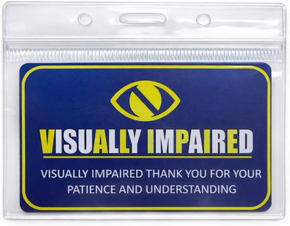 Visually Impaired Lanyard with Detachable Clip, Includes Printed ID Card with Clear Sleeve Holder