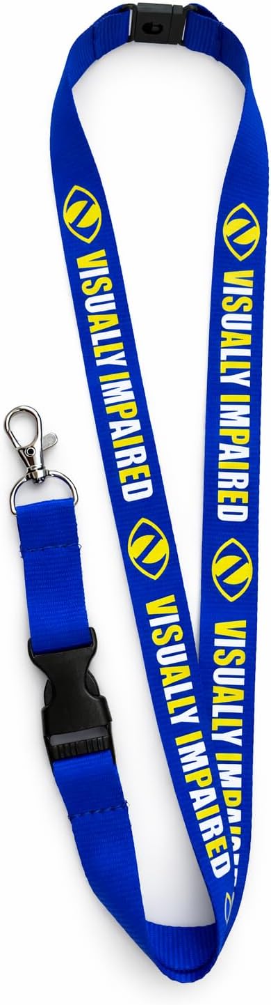 Visually Impaired Lanyard with Detachable Clip, Includes Printed ID Card with Clear Sleeve Holder