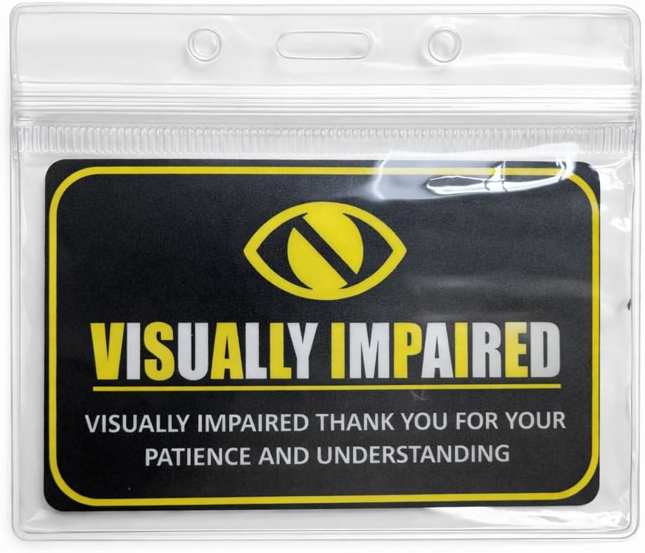 Visually Impaired Lanyard with Detachable Clip, Includes Printed ID Card with Clear Sleeve Holder