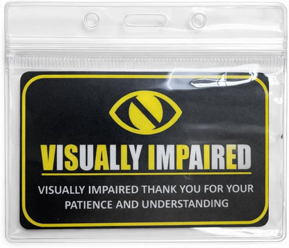 Visually Impaired Lanyard with Detachable Clip, Includes Printed ID Card with Clear Sleeve Holder