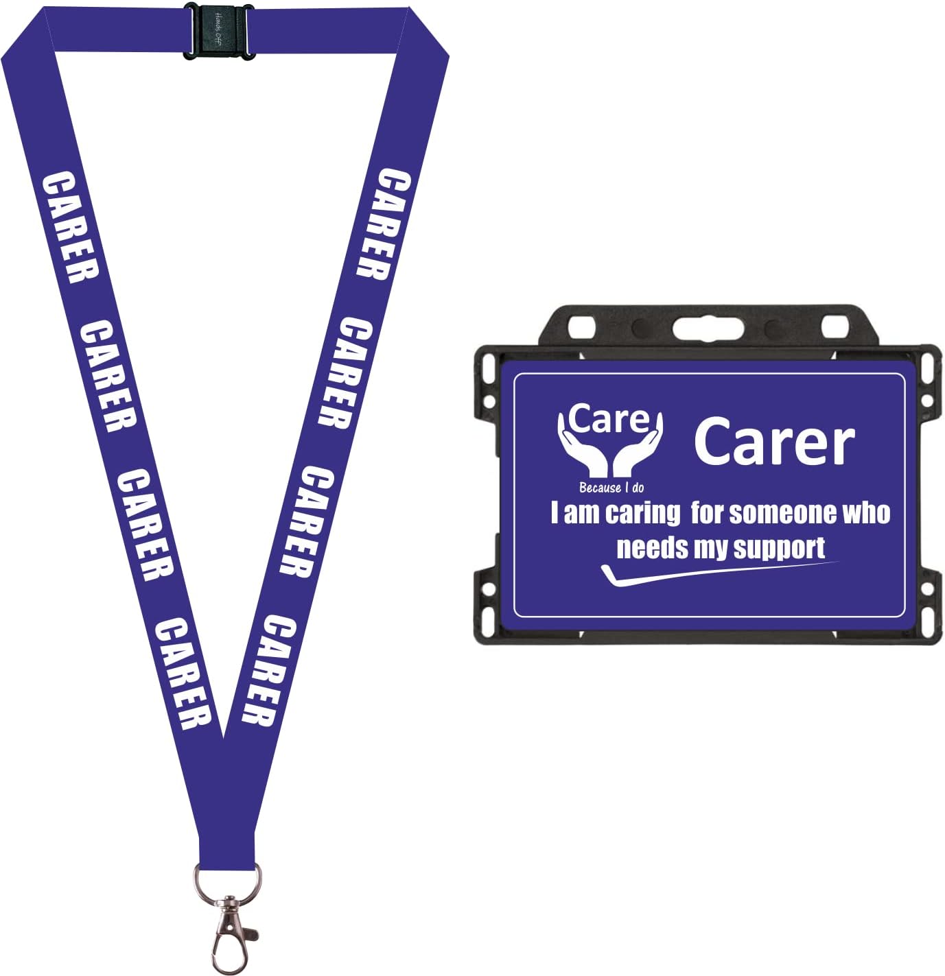 Carer Lanyard Comes with ID Card Holder x 1 for Holding a Name Badge, ID Card or Keys.