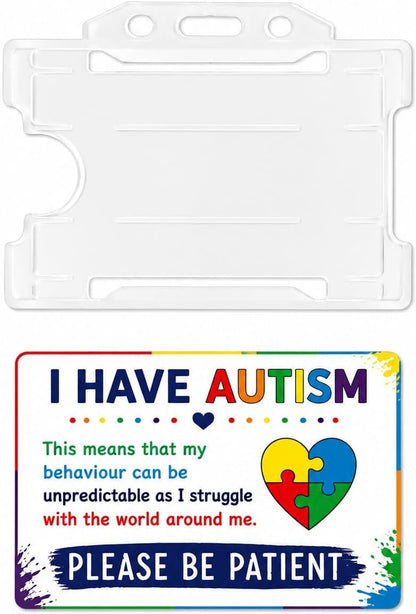 Autism Awareness Hidden Disability Card with Clear Card Holder, Please Be Patient Badge (I Have Autism Please be Patient)