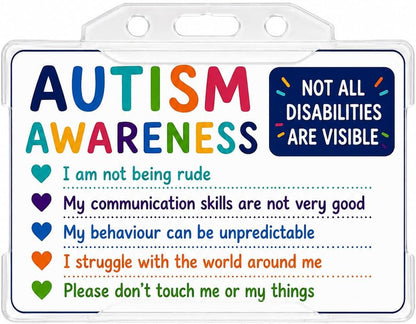 Autism Awareness Hidden Disability Card with Clear Card Holder, Please Be Patient Badge (I Have Autism Please be Patient)