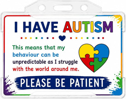 Autism Awareness Hidden Disability Card with Clear Card Holder, Please Be Patient Badge (I Have Autism Please be Patient)