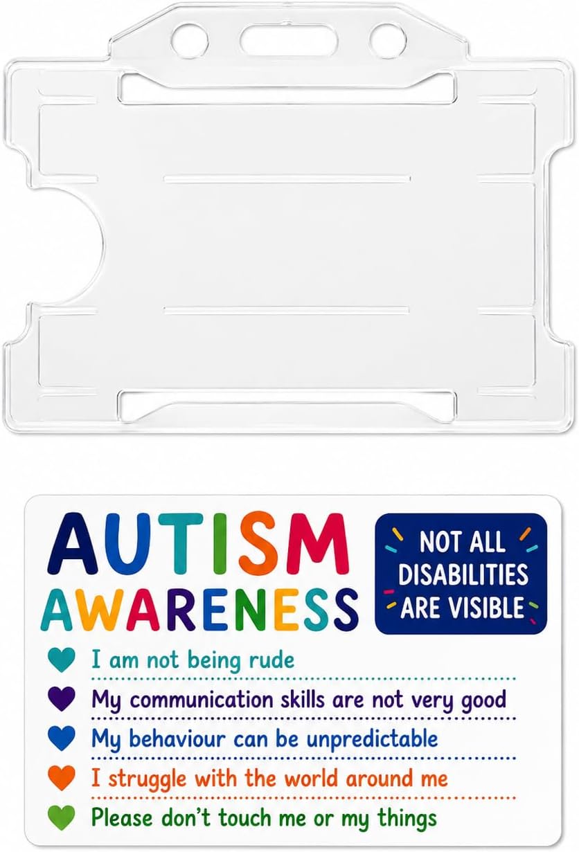 Autism Awareness Hidden Disability Card with Clear Card Holder, Please Be Patient Badge (I Have Autism Please be Patient)