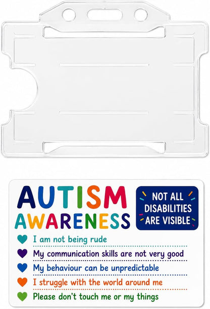 Autism Awareness Hidden Disability Card with Clear Card Holder, Please Be Patient Badge (I Have Autism Please be Patient)