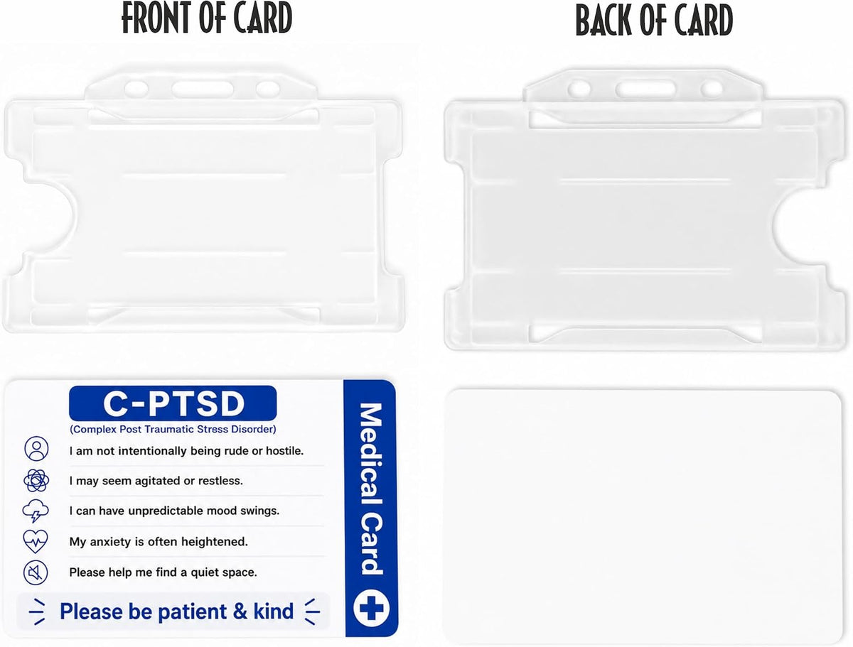 C-PTSD Hidden Disability Awareness Medical Card with Clear Holder