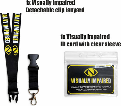Visually Impaired Lanyard with Detachable Clip, Includes Printed ID Card with Clear Sleeve Holder