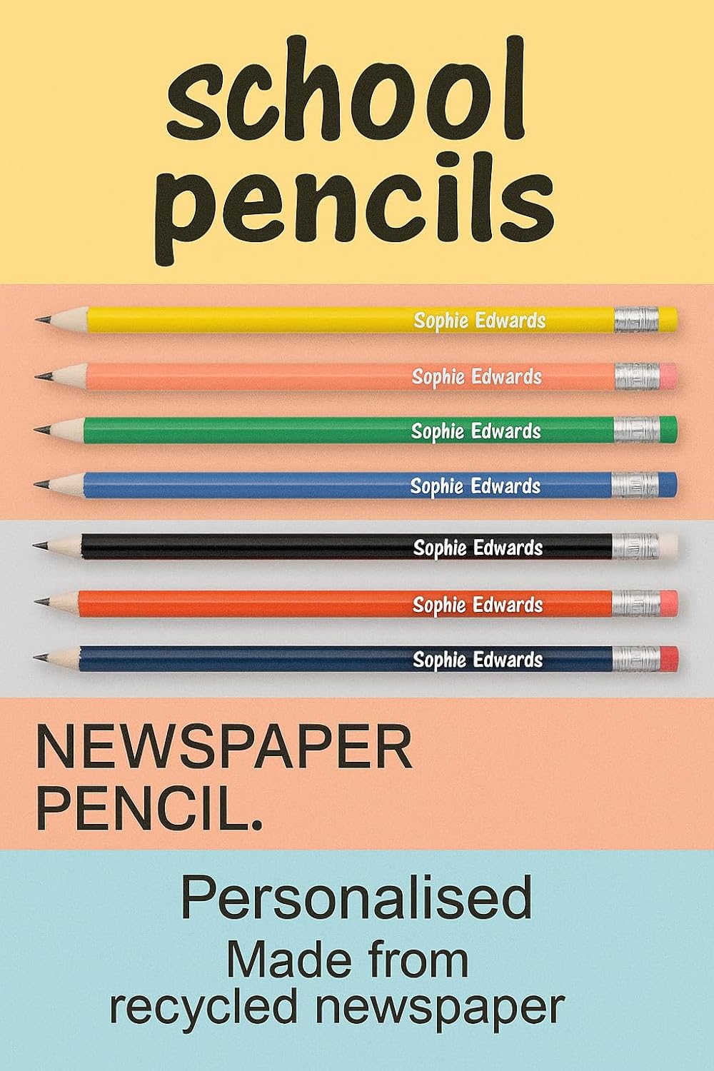 8x Personalised Recycled Pencils