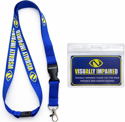 Visually Impaired Lanyard with Detachable Clip, Includes Printed ID Card with Clear Sleeve Holder