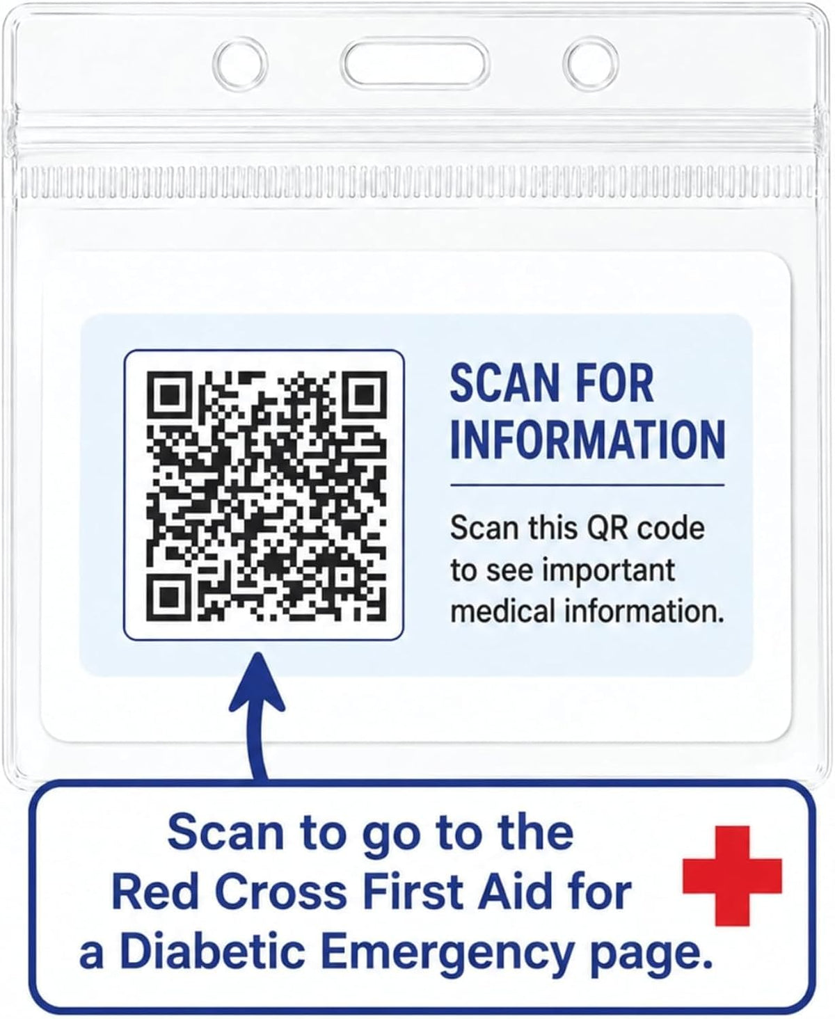 Type 1 Diabetes Medical Alert ID Card with Clear Card Holder