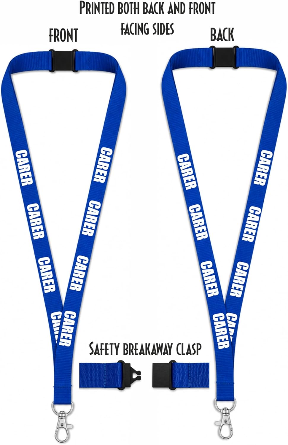 Carer Lanyard Comes with ID Card Holder x 1 for Holding a Name Badge, ID Card or Keys.