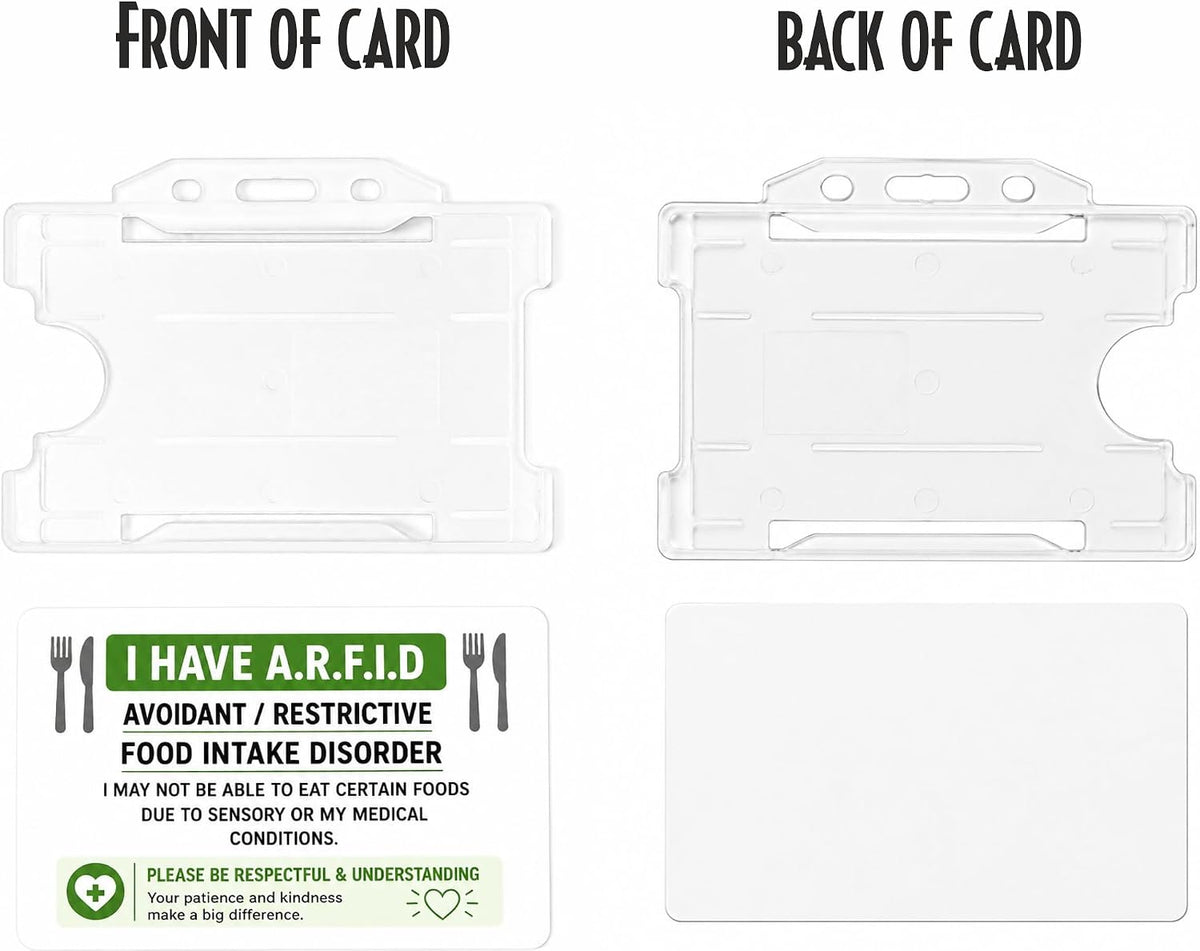 ARFID Medical Awareness Card with Clear Card Holder | Avoidant Restrictive, Food Intake Disorder, Clear Card Holder, Sensory Condition, Wallet Size Card