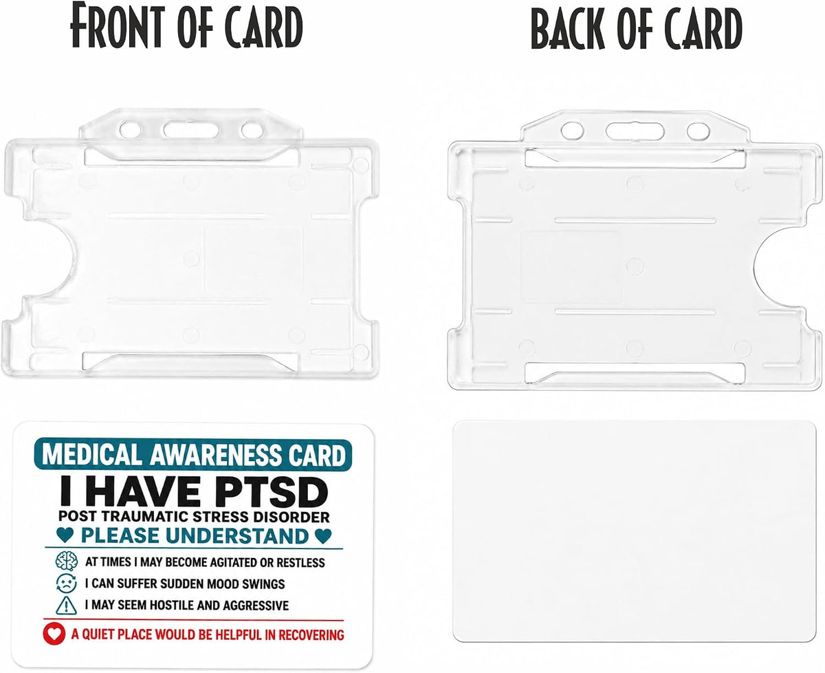 PTSD Medical Awareness Card with Clear Card Holder