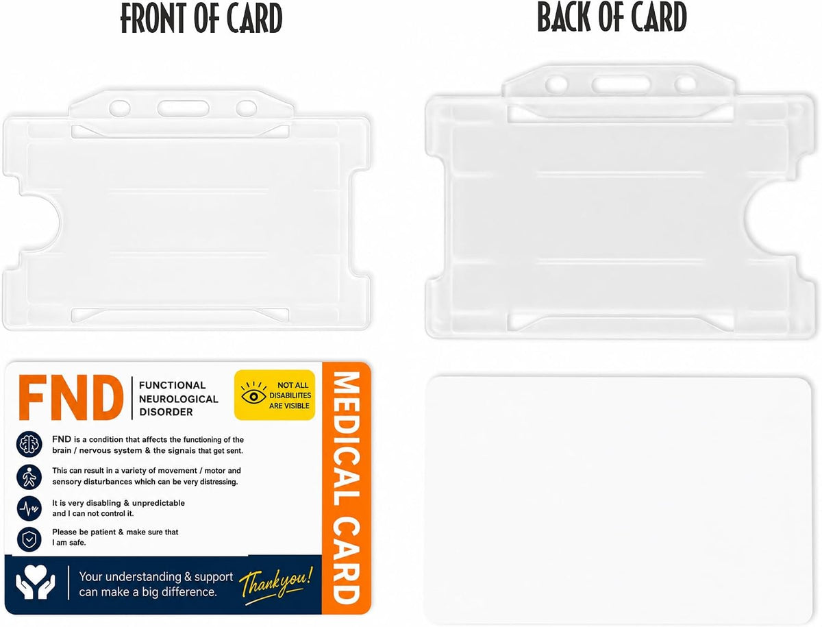 FND Functional Neurological Disorder Medical Alert Card with Clear Holder