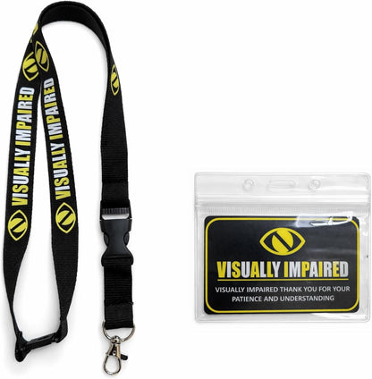 Visually Impaired Lanyard with Detachable Clip, Includes Printed ID Card with Clear Sleeve Holder