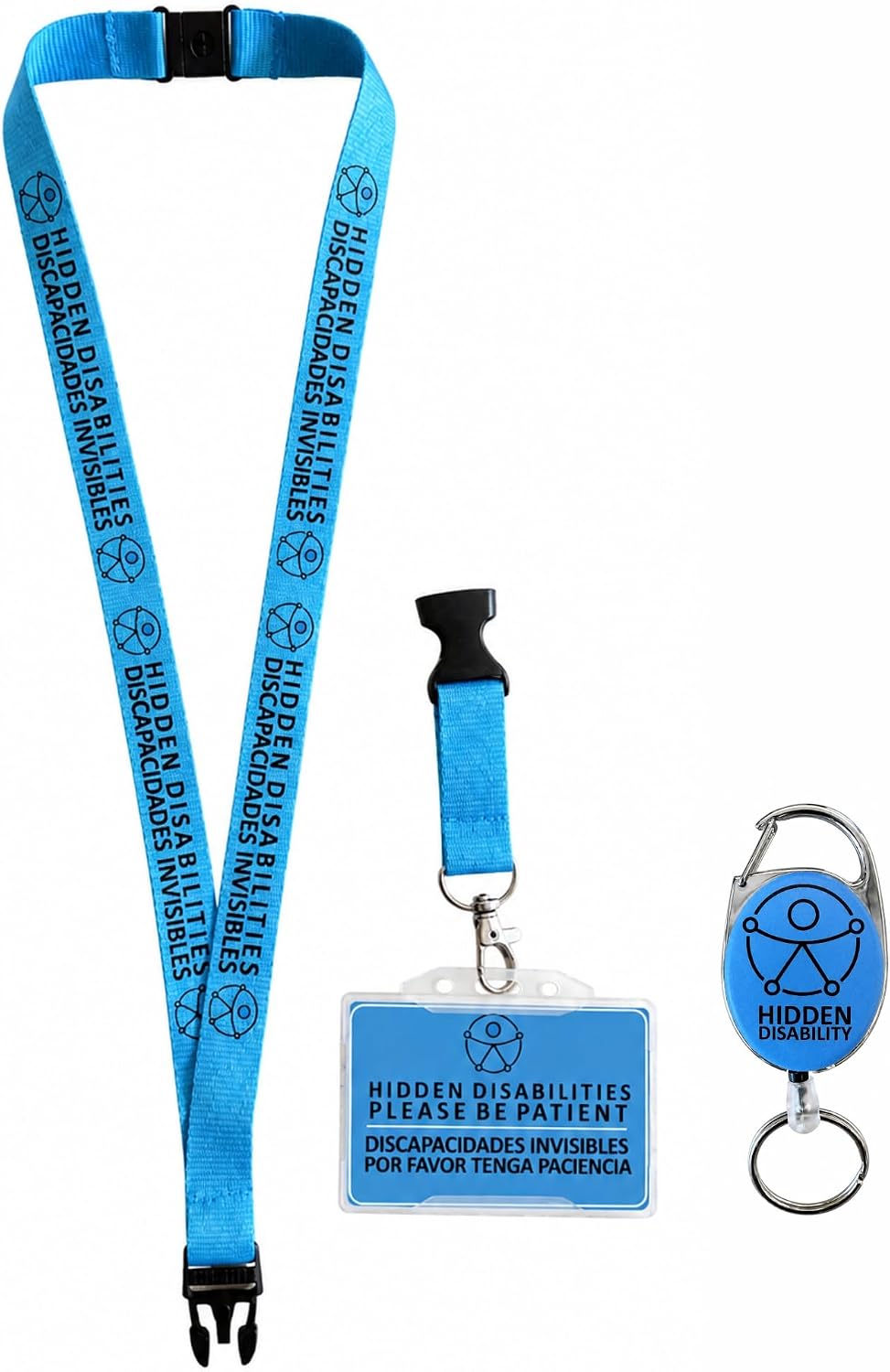 Hidden Disabilities Awareness Lanyard Set – Multilingual Travel Support Aena Invisible Disability Badge.