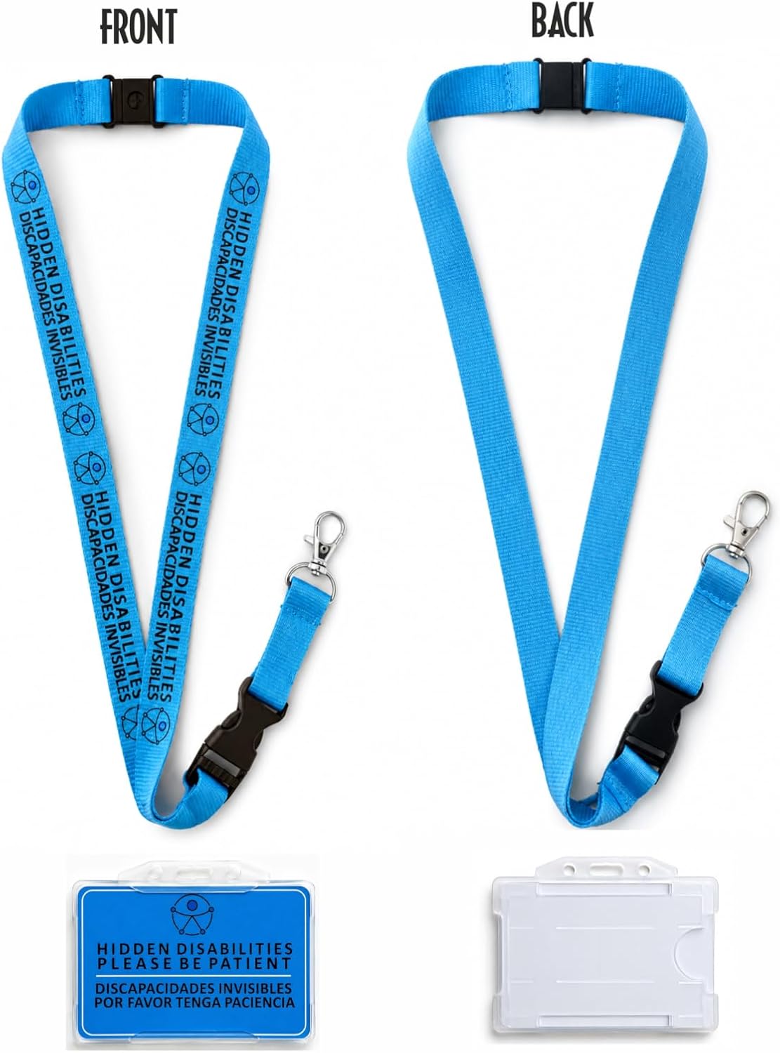 Hidden Disabilities Awareness Lanyard Set – Multilingual Travel Support Aena Invisible Disability Badge.