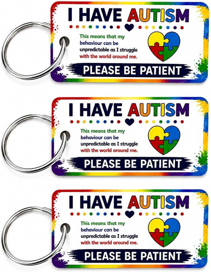Autism Awareness Hidden Disability Keyring Tags Pack of 3