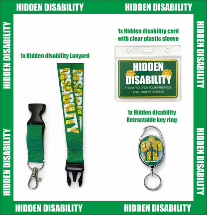 Hidden Disability Lanyard with Card and Keyring, Awareness Identification Set