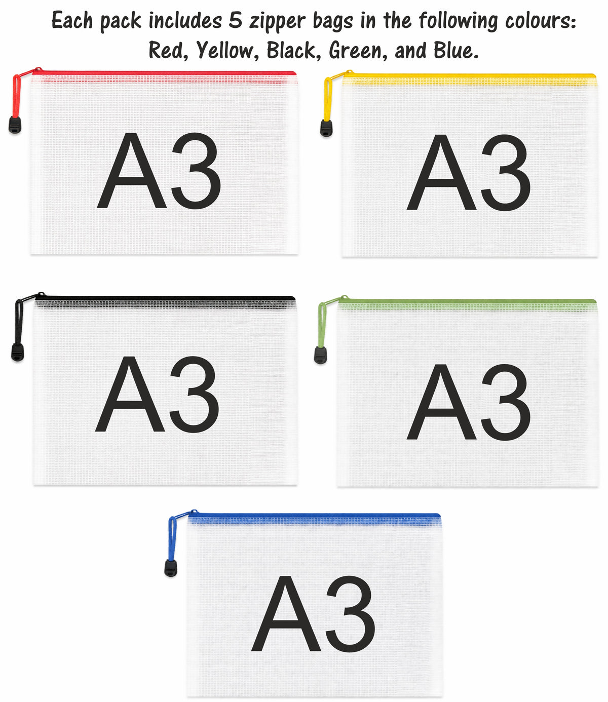 Personalised Zip Lock Mesh Document Wallet – Custom Zipper File Bag for Office, School, Travel & Home