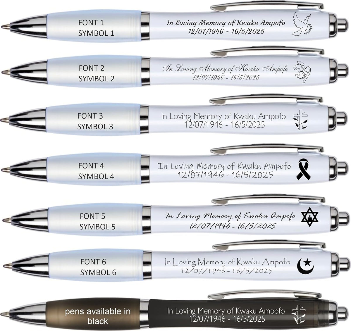 Persoanlised Bereavement (Funeral) Pens