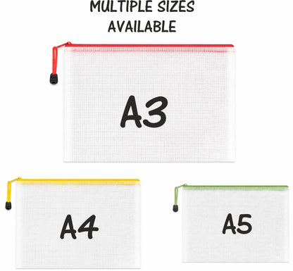 Personalised Zip Lock Mesh Document Wallet – Custom Zipper File Bag for Office, School, Travel & Home
