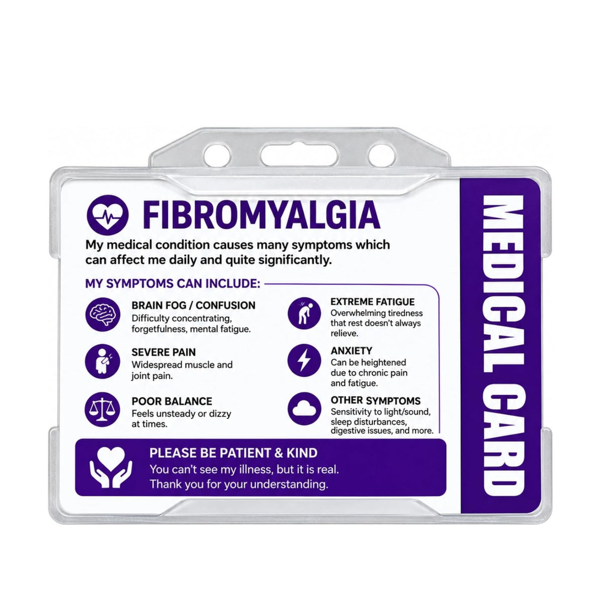 Fibromyalgia Medical Card with Clear Card Holder