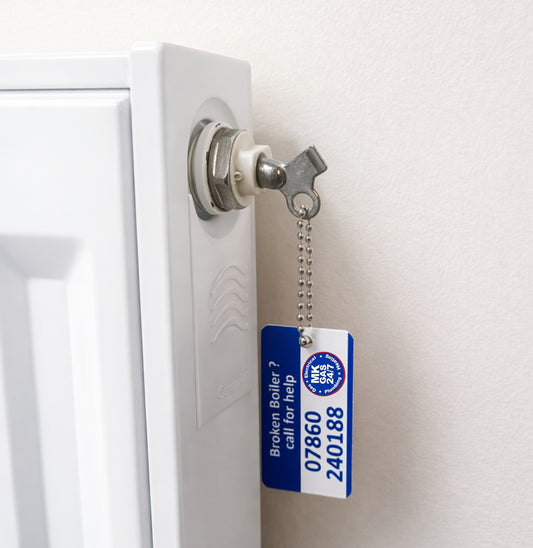 Personalised pvc tag Radiator with Bleed Key